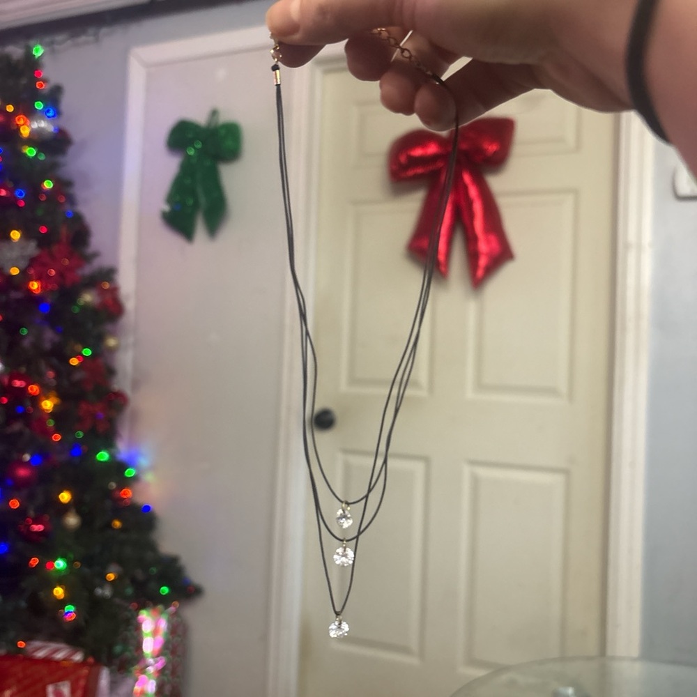 Black and silver choker-style necklace